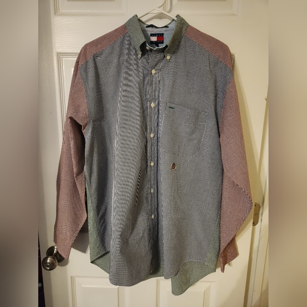 Vintage Tommy Hilfiger Men's Long Sleeve Button Down Shirt Multi-ginghan Size M